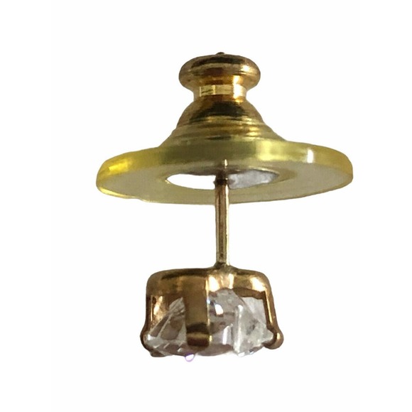 10k gold earring studs Prong set Heart cz stones - Picture 3 of 12